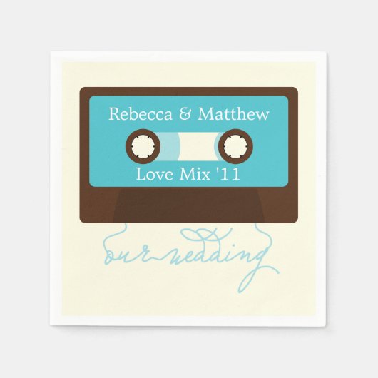 Retro Mixtape Bruiloft Servetten (Voorkant)