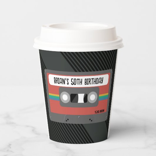 Retro Mixtape verjaardagsfeestje Papieren Bekers (Achterkant)