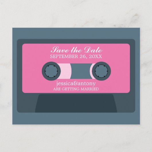 Retro Mixtape Weddenschap opslaan Datum Aankondigingskaart (Voorkant)