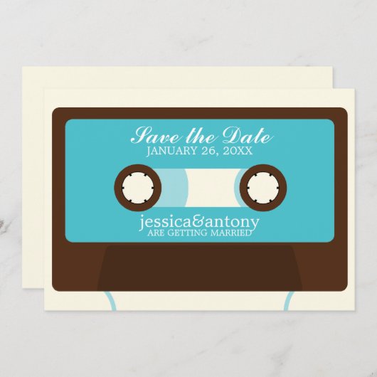 Retro Mixtape Weddenschap opslaan Datum Kaart (Voorkant / Achterkant)