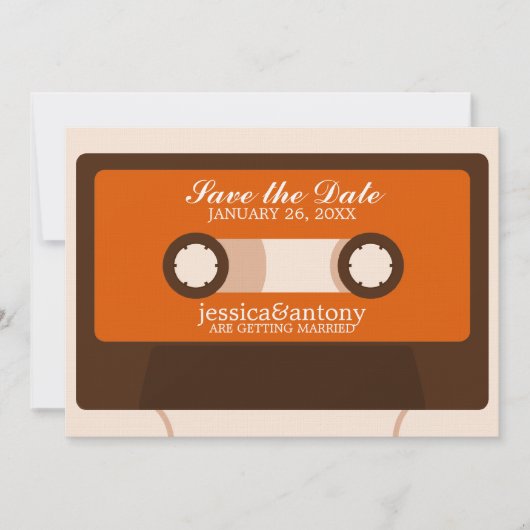 Retro Mixtape Weddenschap opslaan Datum Kaart (Voorkant)