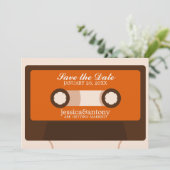 Retro Mixtape Weddenschap opslaan Datum Kaart (Staand voorkant)