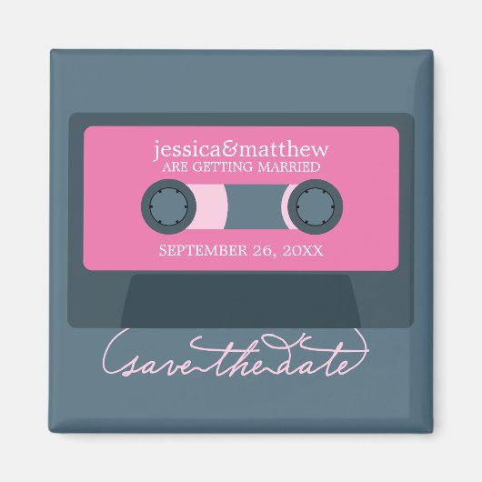 Retro Mixtape Weddenschap opslaan Datum Magneet (Voorkant)