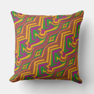 Retro Mod 1960s 1970s chaleureux coloré Coussin