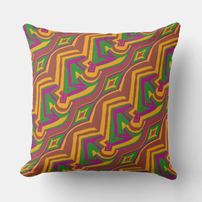 Retro Mod 1960s 1970s chaleureux coloré Coussin (Recto)