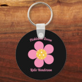Retro Mod 70s Ckleball Flower D  Sleutelhanger (Voorkant)