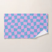 Retro Mod Abstract Checkerboard in blauw en Paars Bad Handdoek (Handdoek)
