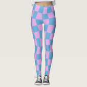 Retro Mod Abstract Checkerboard in blauw en Paars Leggings (Voorkant)
