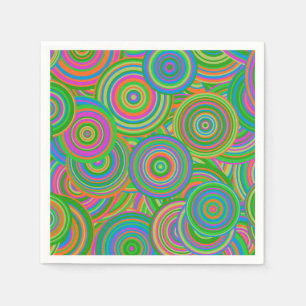 Retro mod abstracte cirkels, Groen en Oranje-rood Servet