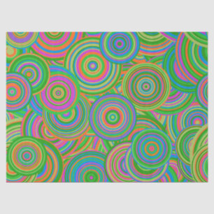 Retro mod abstracte cirkels, Groen en Oranje-rood Tissuepapier