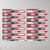 Retro Mod Art Déco Zig Zag Funky Motif Rouge Noir (Devant)