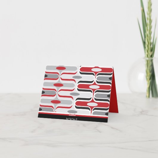 Retro Mod Art Deco Zig Zag Funky Pattern Black Bedankkaart (Achterkant)