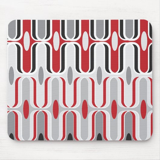 Retro Mod Art Deco Zig Zag Funky Pattern Black Muismat (Voorkant)
