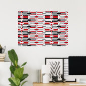 Retro Mod Art Deco Zig Zag Funky Pattern Black Poster (Thuiskantoor)