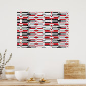 Retro Mod Art Deco Zig Zag Funky Pattern Black Poster (Keuken)
