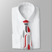 Retro Mod Art Deco Zig Zag Rood Zwart Ogee Patroon Stropdas (Gebonden)
