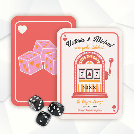 Retro Mod Bewaar de datum Slot Machine Bruiloft Kaart