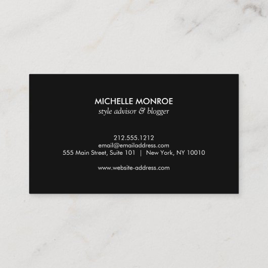 Retro Mod Black en White Pattern Gold Monogram Visitekaartje (Achterkant)