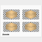 Retro Mod Black en White Pattern met Gold Emblem Rechthoekige Sticker (Vel)