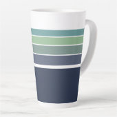 Retro/Mod blauw en groen gestreept Latte Mok (Rechterhoek)