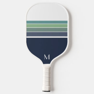 Retro/Mod blauw en groen gestreept Pickleball Paddle