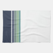 Retro/Mod blauw en groen gestreept Theedoek (Horizontaal)