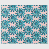 Retro MOD Blauwe Bloemen Lente Zomertuin Cadeaupapier (Vlak)
