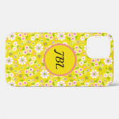 Retro Mod Bloemen Geel & Wit Monogram Case-Mate iPhone Case (Achterkant (horizontaal))