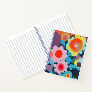 Retro mod bloemen notitieboek