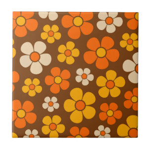 Retro Mod bloemmotief in jaren 60-stijl Tegeltje