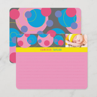 Retro Mod Borrelende Cirkels Stippen Roze Blauw Ki Bedankkaart