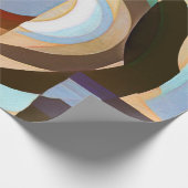 Retro Mod Brown en Blue Grapic Cirtern Pattern Cadeaupapier (Hoek)