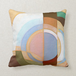 Retro Mod Brown en Blue Grapic Cirtern Pattern Kussen