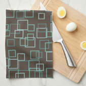 Retro Mod Brown Turquoise Serviette de cuisine Cad (Quart Plié)