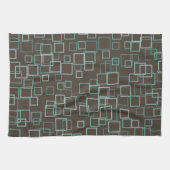 Retro Mod Brown Turquoise Serviette de cuisine Cad (Horizontal)