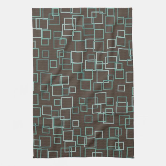 Retro Mod Brown Turquoise Serviette de cuisine Cad (Vertical)