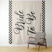 Retro Mod bruid om te trouwen Bruids douche achter Wandkleed (In situ)