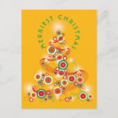 Retro mod cirkels gloeiende Abstracte kerstboom Feestdagenkaart (Voorkant)