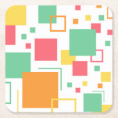 Retro Mod Citrus Vierkante Kartonnen Onderzetter (Voorkant)