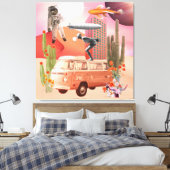Retro Mod Collage Icons Desert Spaceman Canvas Afdruk (Insitu (Slaapkamer))