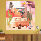 Retro Mod Collage Icons Desert Spaceman Canvas Afdruk (Insitu (Woonkamer))