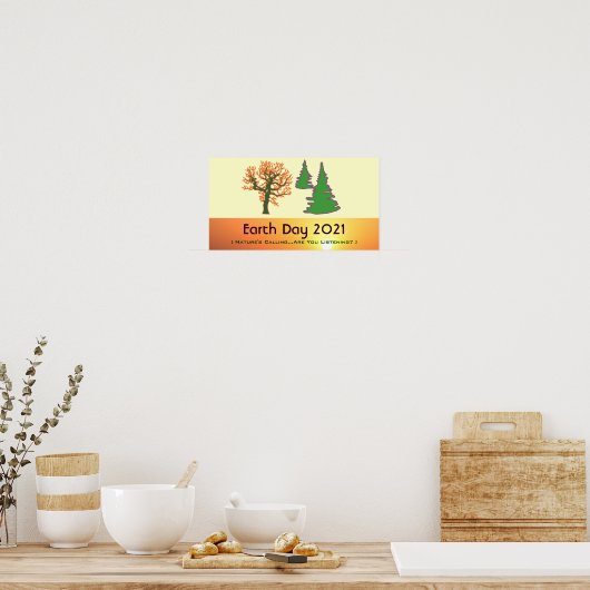 Retro Mod Earth Day 2021 Poster Afdrukken (Keuken)
