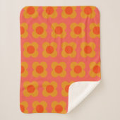 Retro Mod Flower Pattern in Oranje Sherpa Deken (Voorkant)