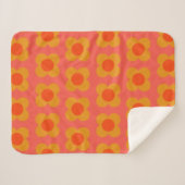 Retro Mod Flower Pattern in Oranje Sherpa Deken (Voorkant (horizontaal))