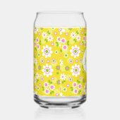 Retro Mod Flowers Yellow & White Monogram Blikvorm Glas (Rechts)