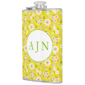 Retro Mod Flowers Yellow & White Monogram Heupfles (Links)