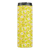 Retro Mod Flowers Yellow & White Monogram Thermosbeker (Achterkant)