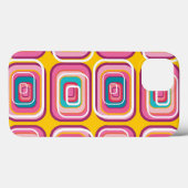 Retro Mod Funky Pink Squares Pattern Phone Case (Achterkant (horizontaal))
