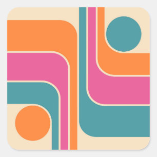 Retro Mod Geometrisch Ontwerp Vierkante Sticker