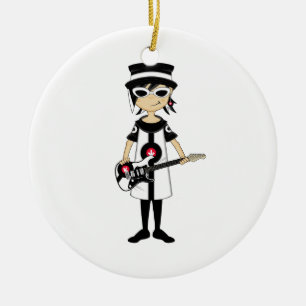 Retro Mod Girl met Guitar Ornament